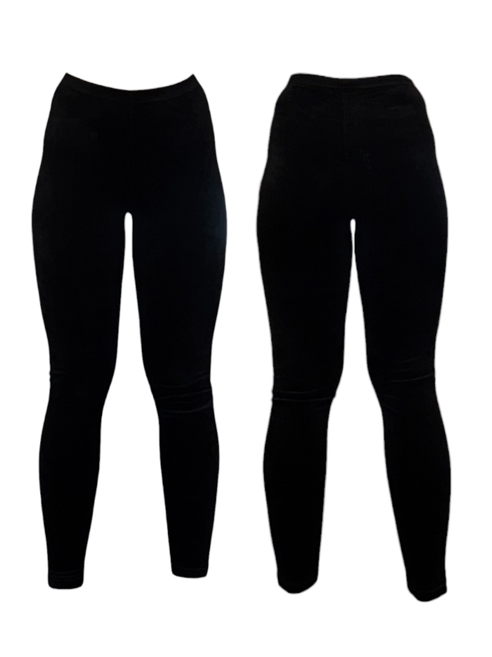 Black Velour High-Waist Leggings